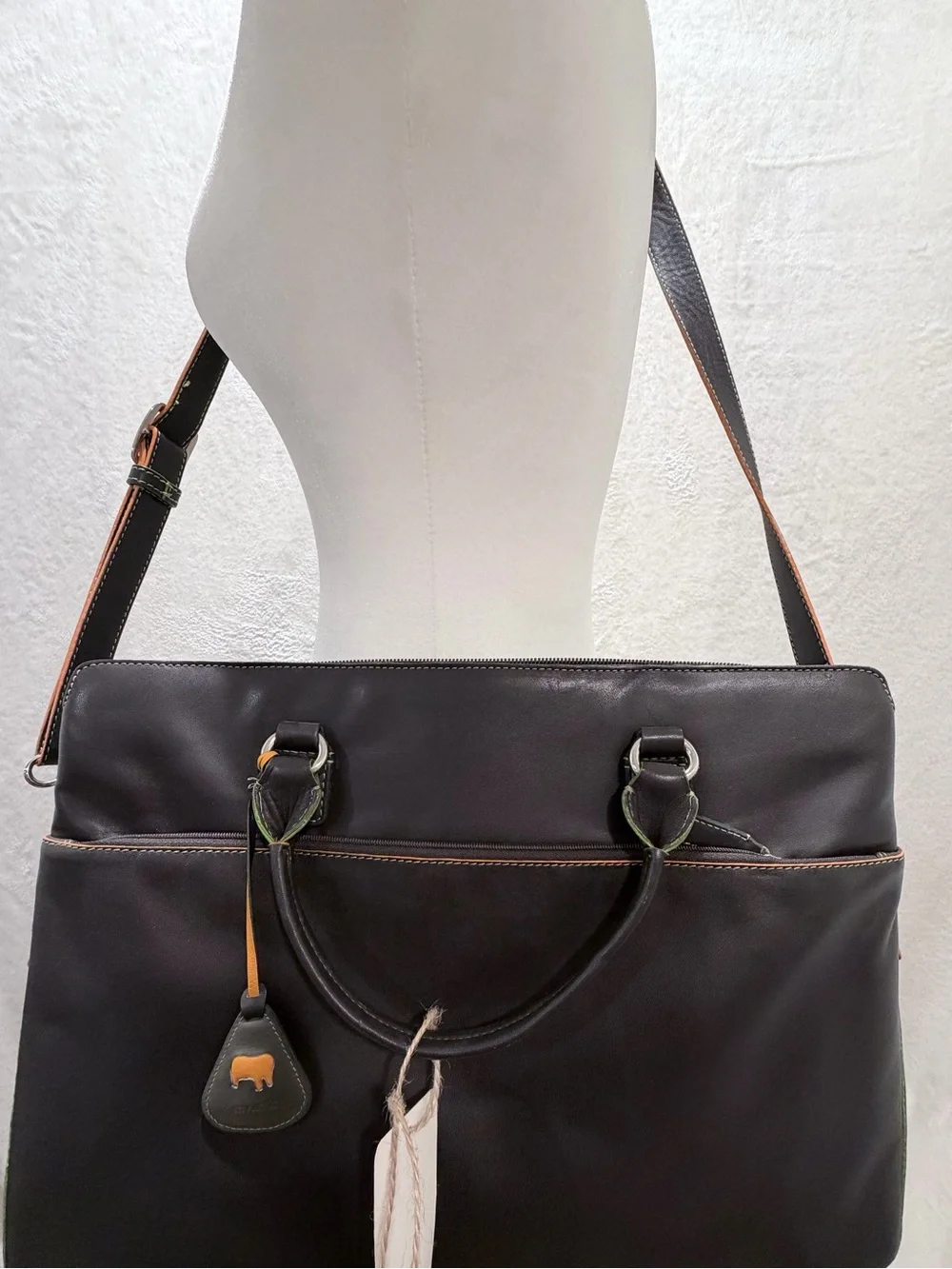 Mywalit Leather Laptop Briefcase Work Bag Brown Multicolor Crossbody